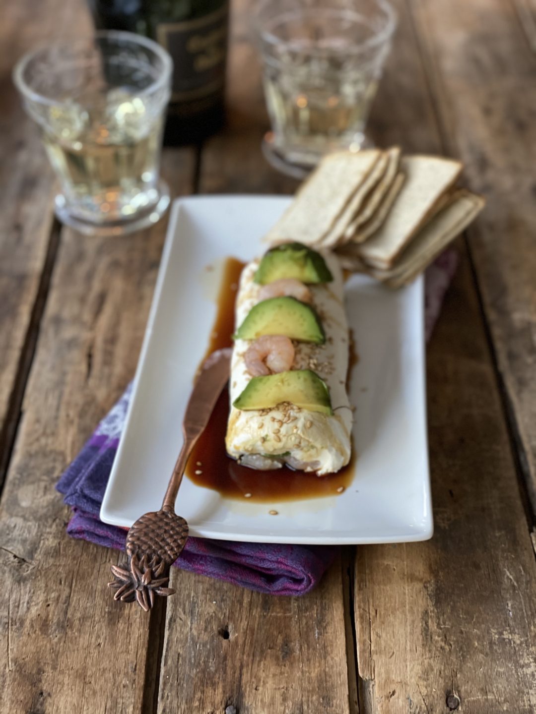 Rollo de queso crema con camarones y palta - Polin en la Cocina